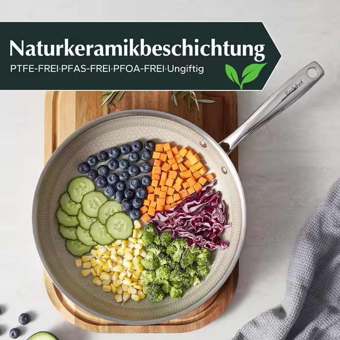 Redchef Waffle Pan 20 cm, Stainless Steel Waffle Pan with Premium Non-Stick & Scratch-Resistant Surface, PTFE-Free, PFAS-Free, PFOA-Free, Induction Pan with Smart Heat Distribution for All Cooktops (28cm)