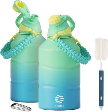 Fjbottle Stainless Steel Water Bottle 1900ML with Magnetic Lid, BPA FREE, Leak-Proof, Double-Walled Thermo Metal Bottle - Suitable for Carbonated Drinks, Sports Water Bottle for University, Fitness, Camping, Outdoor (Light Green)