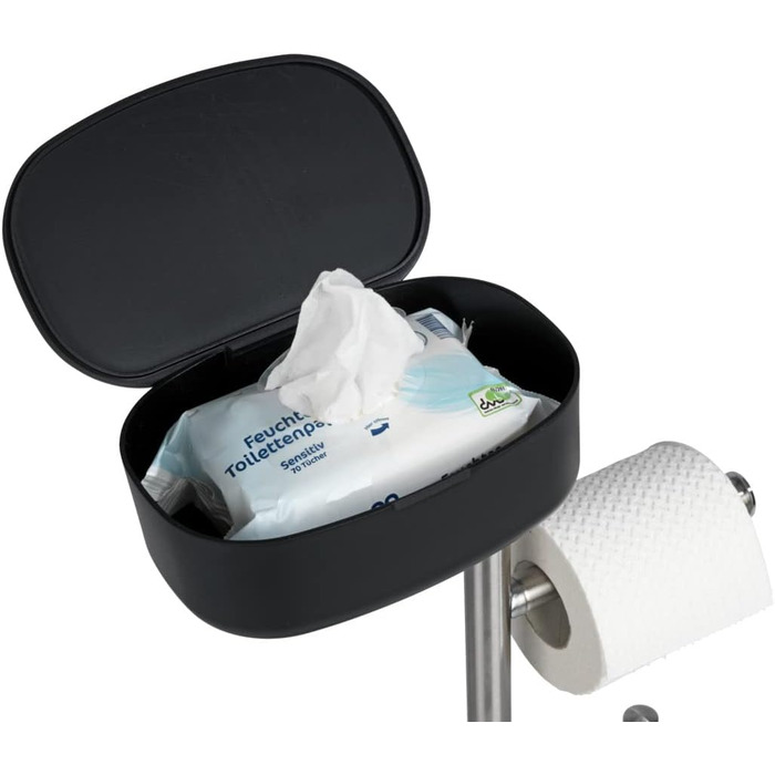 Набір для туалету WENKO Rivazza: тримач туалетного паперу з полицею, тримач для щітки, тримач для запасних рулонів, нержавіюча сталь, білий (чорний)
