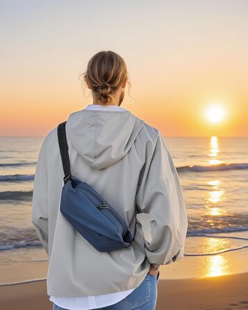 Чоловіча/Жіноча бананка з PU шкіри, водонепроникна, для спорту, подорожей, бігу, трекінгу, стильна темно-зелена (темно-синя, велика)