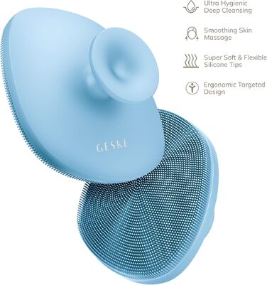 Електрична щітка для тіла GESKE Body Brush 4 в 1 для глибокого очищення та масажу, силіконова, Aquamarine