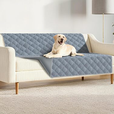 Водонепроникний килимок для собак Lekereise 137x208 см – 100% поглинаючий, не пропускає витоки, м'який, з антиковзаючим покриттям. Захист для дивану, ліжка та авто. Практичний килимок для собак та котів (Сірий)