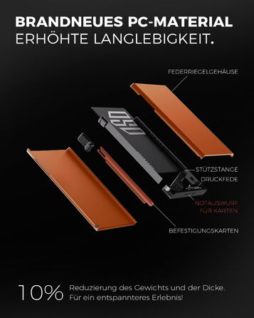 DODENSHA Credit Card Wallet, Wallet for Men, RFID Credit Card Holder with Coin Pocket, Automatic Pop-up Card Holder made of Aluminum for 8-10 Cards, ID Window, Black | BlackOrange