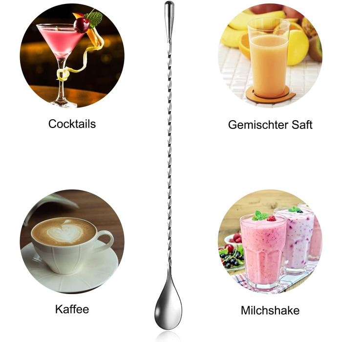 Набір з 4 коктейльних ложок Barlöffel, 30 см, нержавіюча сталь, для Мартіні, лате макіато та шейкерів