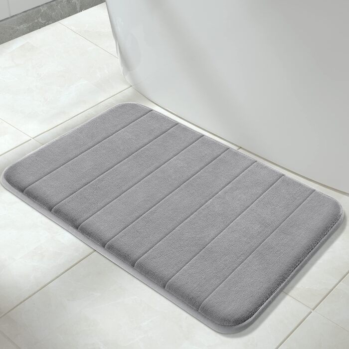 Килимок для ванної кімнати Yimobra з ефектом пам'яті (Memory Foam), м'який та гігроскопічний, протиковзкий, сірий, 50 x 80 см