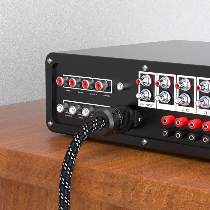 Hi-End мережевий кабель Monosaudio P083 1.5м, мідний OFC, 2-полюсний HiFi аудіофільний кабель живлення Schuko-IEC C15 для підсилювача, сабвуфера та DVD