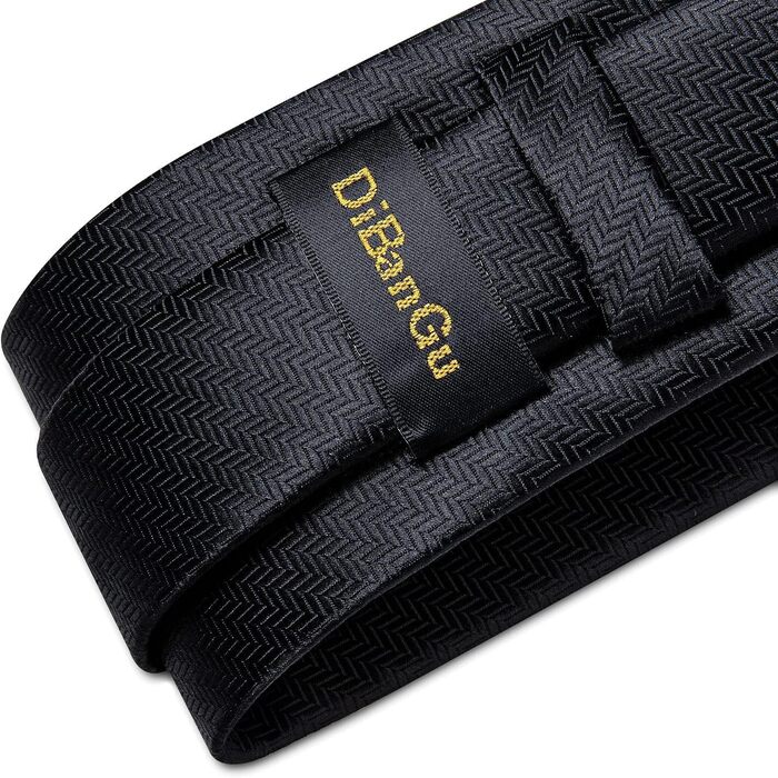 Чорна краватка DiBanGu для чоловіків: краватка, нагрудна хустинка та краватки-кліпси (комплект)