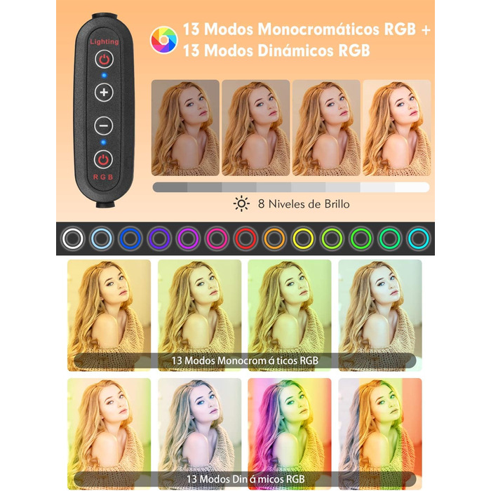 Кільцеве світло YISSVIC 25.4 см (10 дюймів) зі штативом та пультом, 168 LED, 3 режими світла та 26 RGB, для фото та відео, TikTok, YouTube, селфі