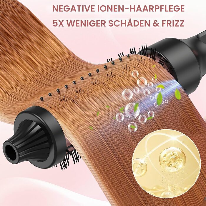 Мультистайлер для волосся 6 в 1 UKLISS Air Styler Set: фен-щітка, насадки для завивки та випрямлення, дифузор, LCD-дисплей, 1000 Вт (жовто-чорний)