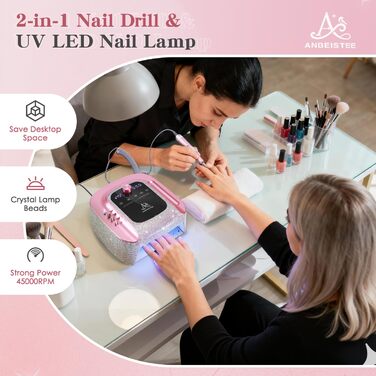 Професійний набір для манікюру 2-в-1: фрезер та UV-лампа, 45000 RPM, для дому та салонів