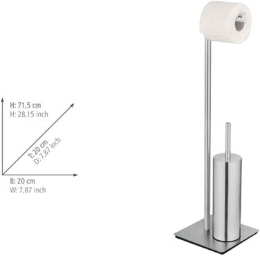 Набір для туалету WENKO Recco: тримач туалетного паперу та щітки з нержавіючої сталі, 20 x 71,5 x 20 см