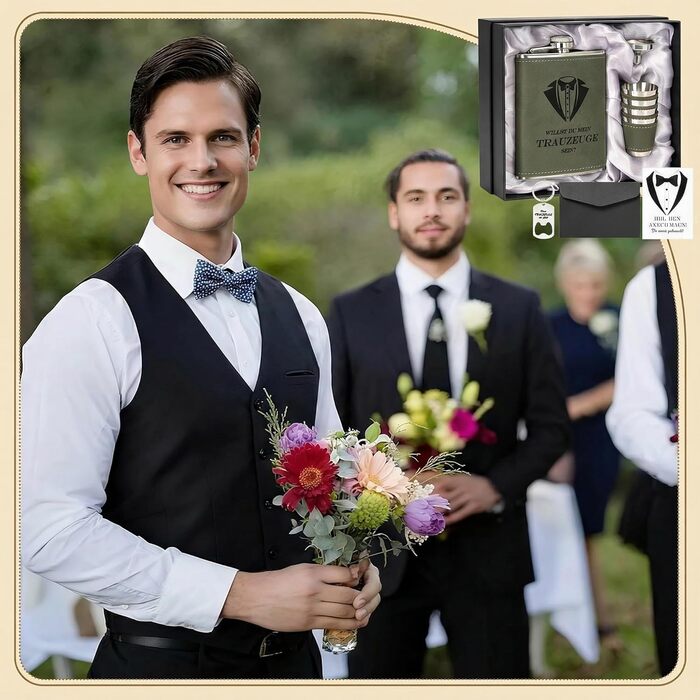 Персоналізований набір фляг 8oz з гравіюванням – фляга з нержавіючої сталі, 4 склянки, воронка та подарункова коробка для дружби, подарунок на весілля для чоловіків та жінок, сірий колір