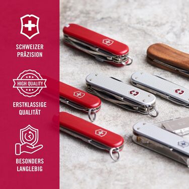 Швейцарський ніж Victorinox Mini Champ Alox: багатофункціональний інструмент, 15 функцій, Swiss Made, з відкривачем листів, відкривачем пляшок, інструментом для зачистки дротів, сріблястого кольору