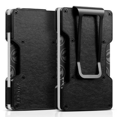 Клатч-органайзер для карт чоловічий VULKIT з металевою кліпсою для грошей, RFID захистом, тонкий, зелений (ретро шкіра чорний)