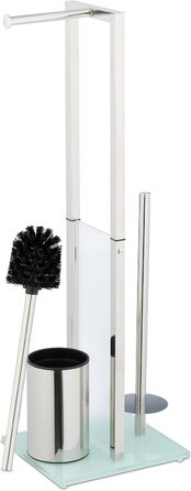 Набір для туалету Relaxdays: тримач туалетного паперу, щітка, запасний ролик, нержавіюча сталь, сріблястий (64,5x24x18 см)
