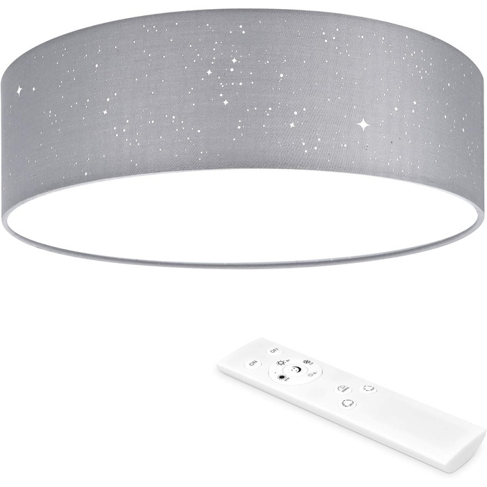 Navaris LED Ceiling Light - Dimmable Color Temperature Change Remote Control - 22W Starry Sky - Living Room Lamp Bedroom Ceiling Lamp Children's Room Lamp Ceiling (32cm, Light Grey)