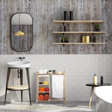 Relaxdays Laundry Basket Shelf made of Bamboo