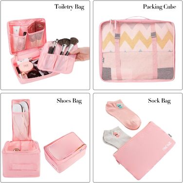 Набір органайзерів для валізи BAGAIL (8 шт.), рожевий