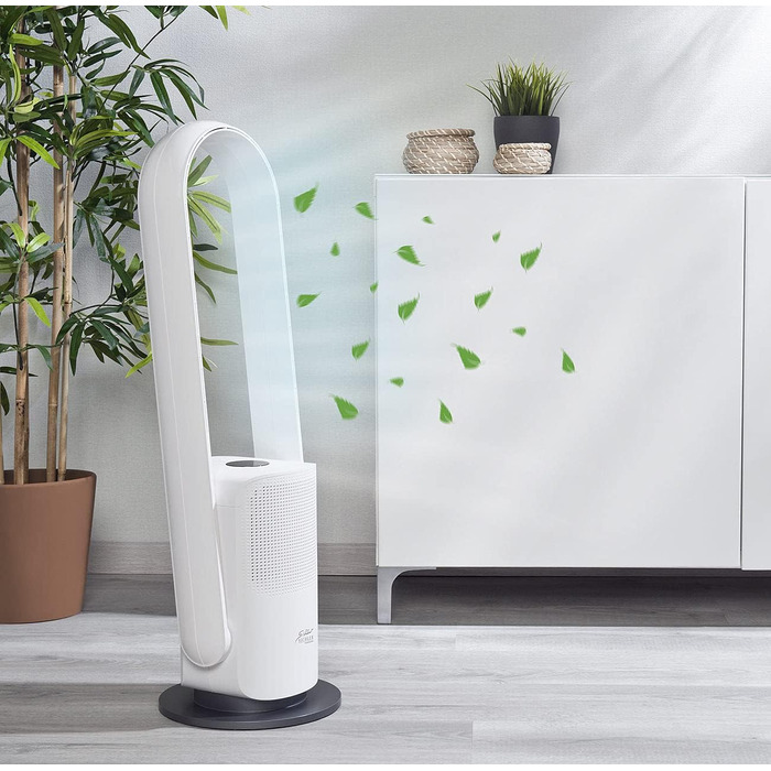 Sichler Household Appliances Tower Fan: Cordless 2-in-1 360° Fan & Air Purifier, Wi-Fi, App Control, HEPA, 35W (Tower Fan with Air Purifier, Fan with Timer, Ceiling Fan)