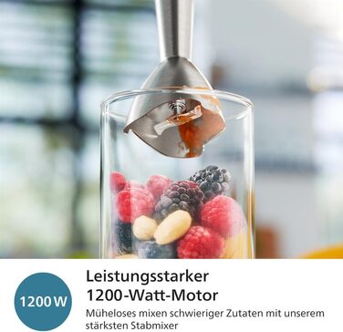 Philips 5000 Series Immersion Blender - 1200W Power. ProMix Technology. LED Speed Indicator. Variable Speed Control. Compact Design. Easy to Clean. Black (HR2681/00)