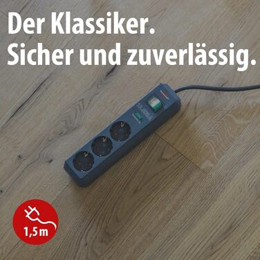 Бренненштуль Eco-Line Мережевий фільтр 3-fach з захистом від перенапруги (антрацит)