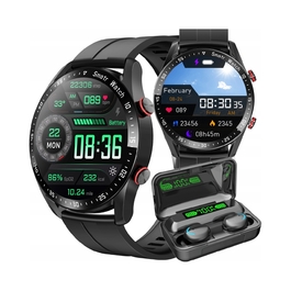 Смарт-годинник DomoGardeno для чоловіків з ремінцем + навушники, чорний