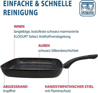 Пан з антипригарним покриттям ELO Belugo 28 см з нержавіючої сталі – сковорода для індукційних плит, чорна, з покриттям ELODUR® Select (без PFAS)