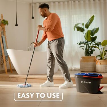 O-Cedar EasyWring Microfiber Spin Mop Refills, Floor Cleaning System with 2 Extra, Plastic, Rinseclean Spin Mop & Bucket + 2 Extra Refill Packs, RC