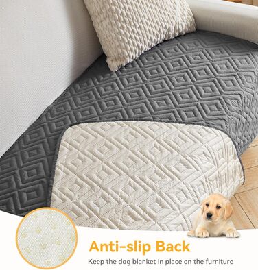 Водонепроникний килимок для собак, антиковзкий та пральний, ковдра для домашніх тварин для собак та котів, захисна ковдра для дивану від шерсті та подряпин, ідеально підходить для дивану, ліжка, автокрісла (Сірий, 97×190 см)