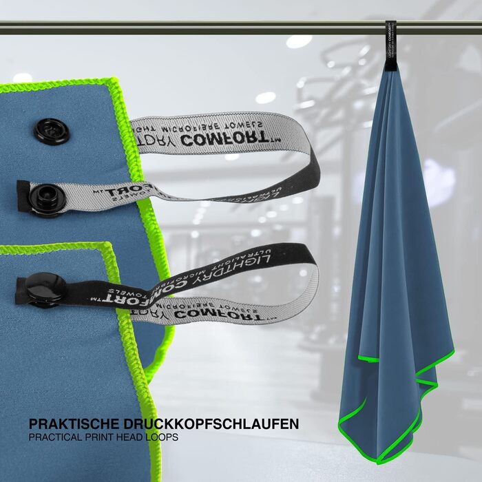 Спортивний рушник з мікрофібри для подорожей та спорту - швидковисихаючий, антибактеріальний, вбираючий (120 x 50 см, блакитний)