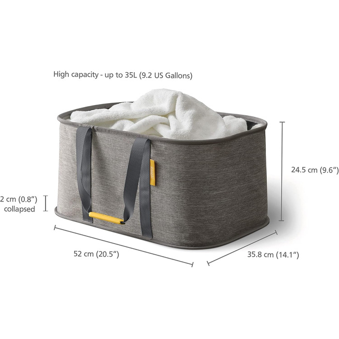 Joseph Joseph Hold-All - Collapsible 35L Laundry Basket Bag, Durable Fabric, Moisture-Resistant - Grey