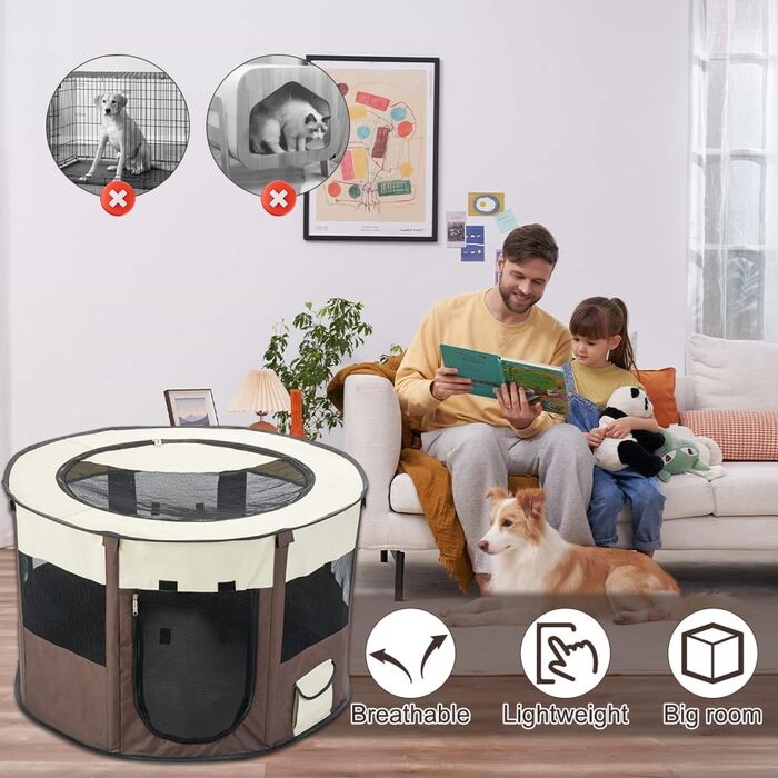 Складаний вольєр для цуценят, 70x70x40 см - вольєр для собак, для дому, водовідштовхуючий, Oxford