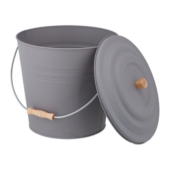 Relaxdays Gray Ash Bucket with Lid 12l