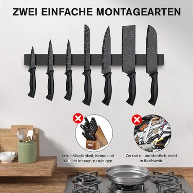 Magnetic Knife Strip 50cm, Stainless Steel Magnetic Knife Holder, Magnetic Knife Holder Screw, Self-Adhesive Magnetic Strip for Knives and Utensils