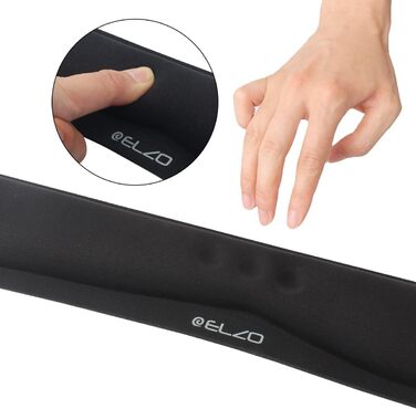 Підставка для зап'ястя ELZO для клавіатури: ергономічна, з memory foam, чорна, для ПК та ноутбука