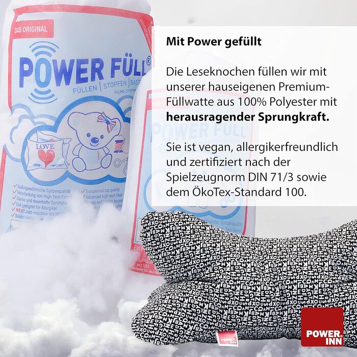 POWER INN Велике подушко-підголівник для читання 44x23 см | Подушка-підголівник як книжка-підставка та подушка для читання | Можна прати при 60°C з високоякісного дизайнерського друку 100% бавовни (бавовна, фіолетовий) Фіолетова бавовна