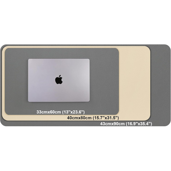 Килимок на стіл двосторонній протиковзкий, 40 x 80 см / 90 x 43 см. Килимок для ноутбука, мишки, офісу, з штучної шкіри. Сірий, салатовий