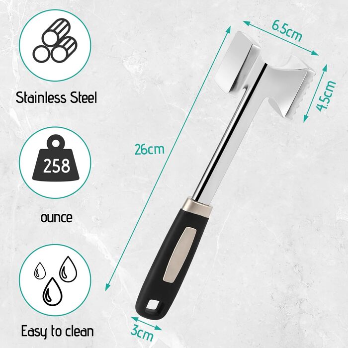 Рубессія М'ясорубка-Клопфер: подвійний молоток для м'яса, подрібнювач для стейків, курки, свинини та шніцелів