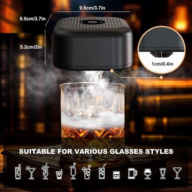 Набір для копчення коктейлів та віскі (електричний) з 4 дерев'яними стружками, аксесуар для віскі, коктейлів, бурбону, кави та м'яса