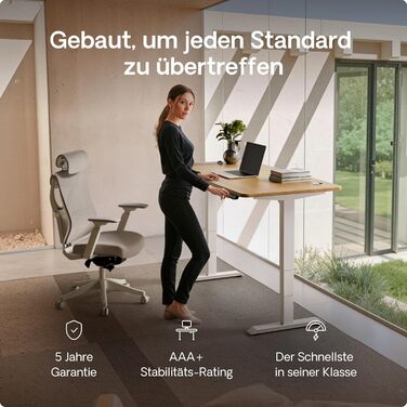 Електричний регульований стіл Desktronic HomePro 160x80 см – з двома моторами, сенсорним керуванням та USB-портами (білий + масив дуб)