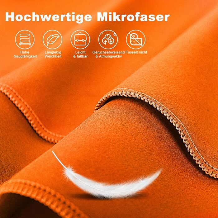 Рушник з мікрофібри HiiPeak: компактний, легкий, швидковисихаючий (50x30 см, помаранчевий)