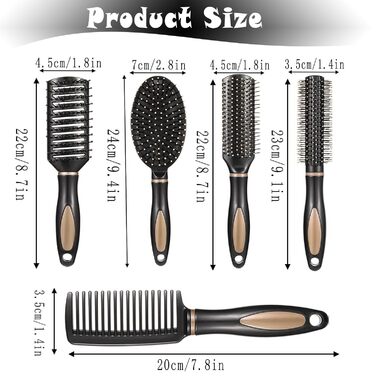 Набір гребінців для волосся 5 шт., антистатичні, масажні, для жінок та чоловіків, для всіх типів волосся