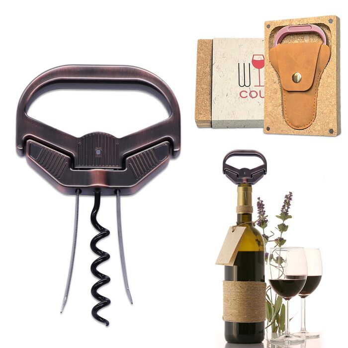 Штопор Ah So (Ах Со) мідний класичний 3-в-1 для видалення корків, відкривач для вина, професійний штопор для старих та крихких корків