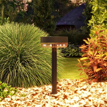 Outsunny Solar Lamps 3-Piece Solar Lights Garden Light Warm White Light IP65 Waterproof for Lawn Balcony Black