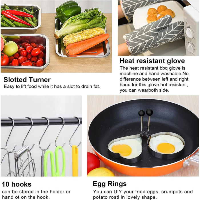 Набір аксесуарів для тепаньякі: 34 шт. з нержавіючої сталі, з кейсом, для газових грилів Blackstone та інших