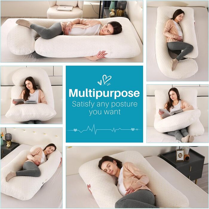 М'яке вагітне крісло GKXLH – подушка для вагітних для підтримки спини, живота, стегон, ніг, J-подібна подушка для вагітних для підтримки всього тіла, знімний чохол (білий)