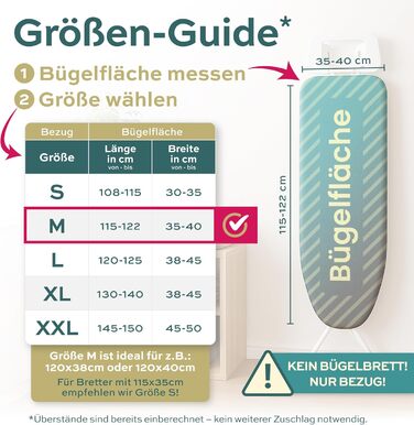 Чохол для прасувальної дошки Turbo 120x40 см – відбиває тепло, для швидкого прасування, з гумкою, 2 комфортні подушки, OEKOTEX100, Made in Europe, сірий/білий, розмір M