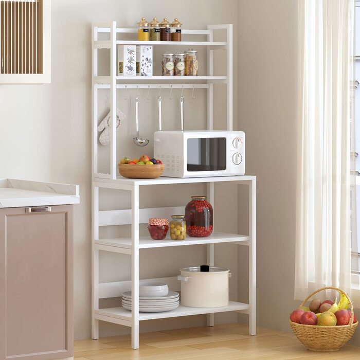 Стелаж для кухні SogesHome 5-ярусний, 80x40 см, з гачками, білий