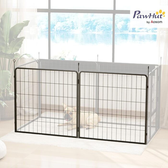 PawHut Розширювальні панелі для вольєру для собак (2 шт.), 80 x 80 см, сталевий загородження для цуценят та собак середніх розмірів, сірий