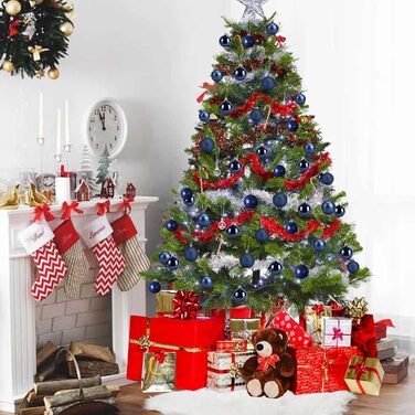 24 штуки новорічних кулі 4 см, пластикові, неб'ючі, для прикраси ялинки, синього кольору